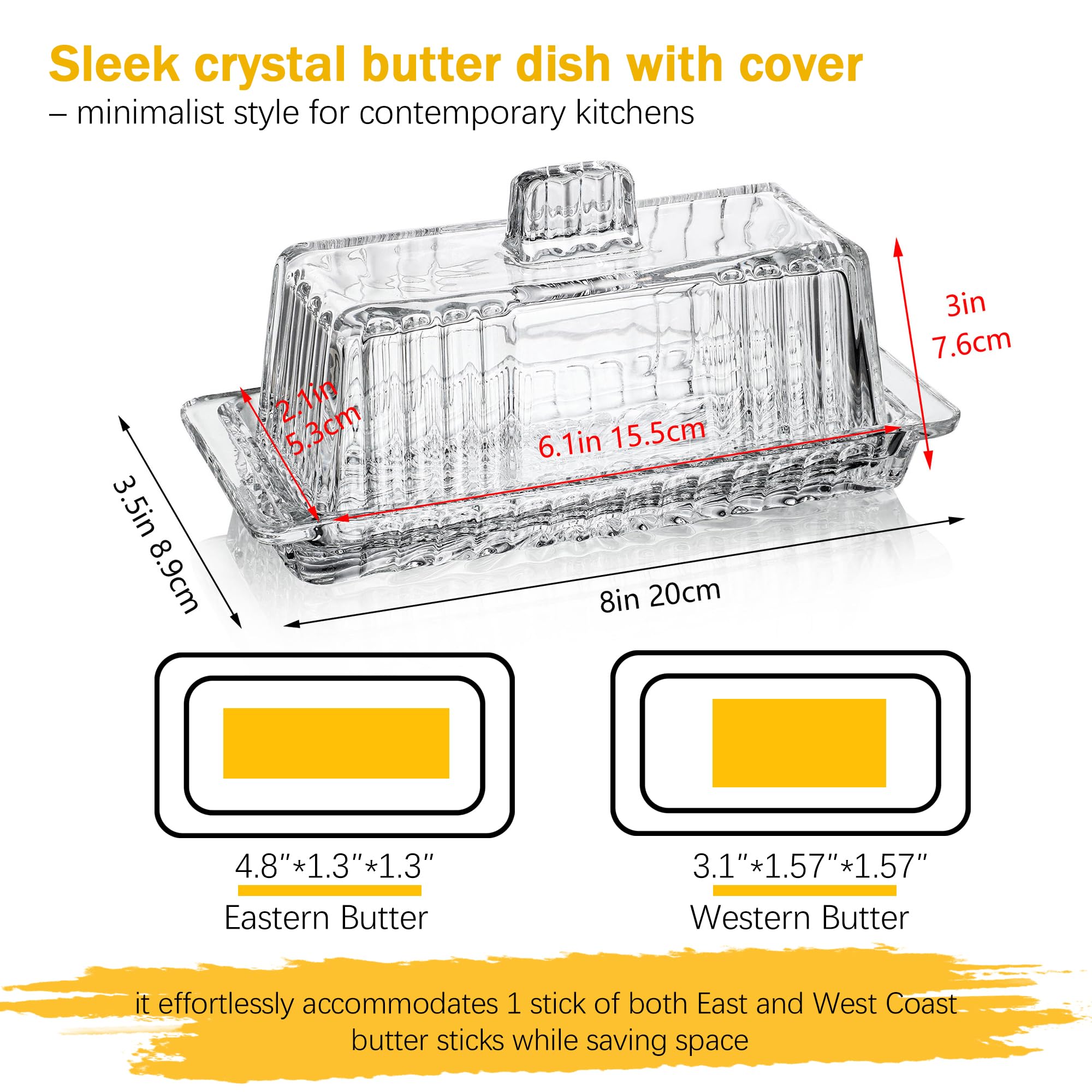 Kanpura butter dish on countertop adds elegant storage.
