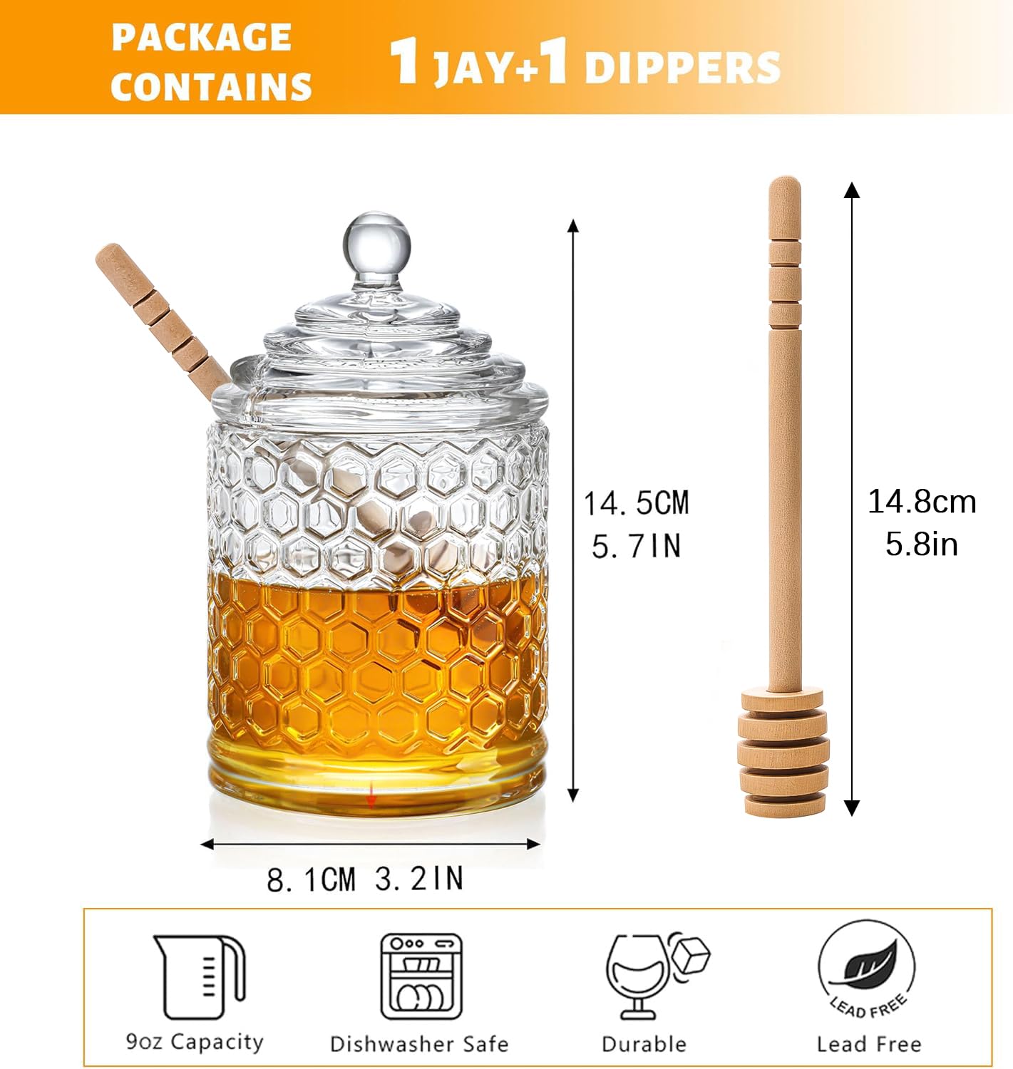 kanpura Dipper Included for Honey-Serving ready for use