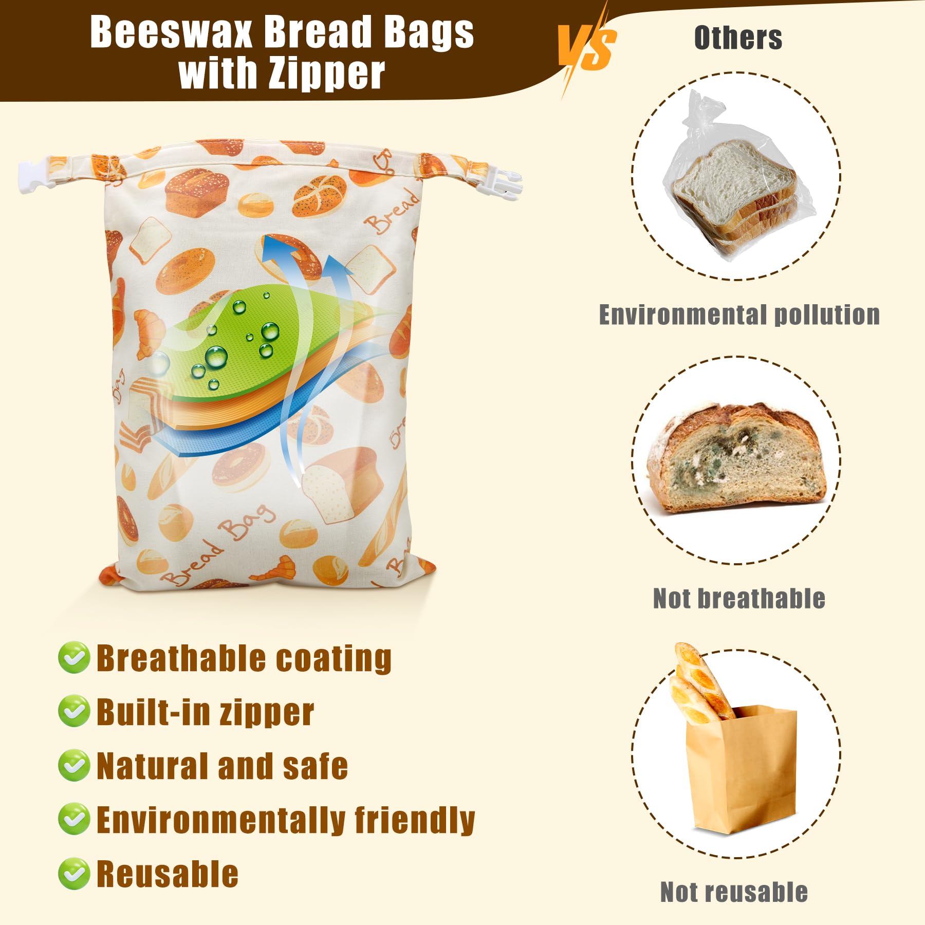kanuoc 12x17 bread bag fits large sourdough loaves for convenient storage.