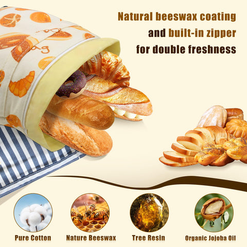 kanuoc organic cotton lining preserves bread texture without plastic.