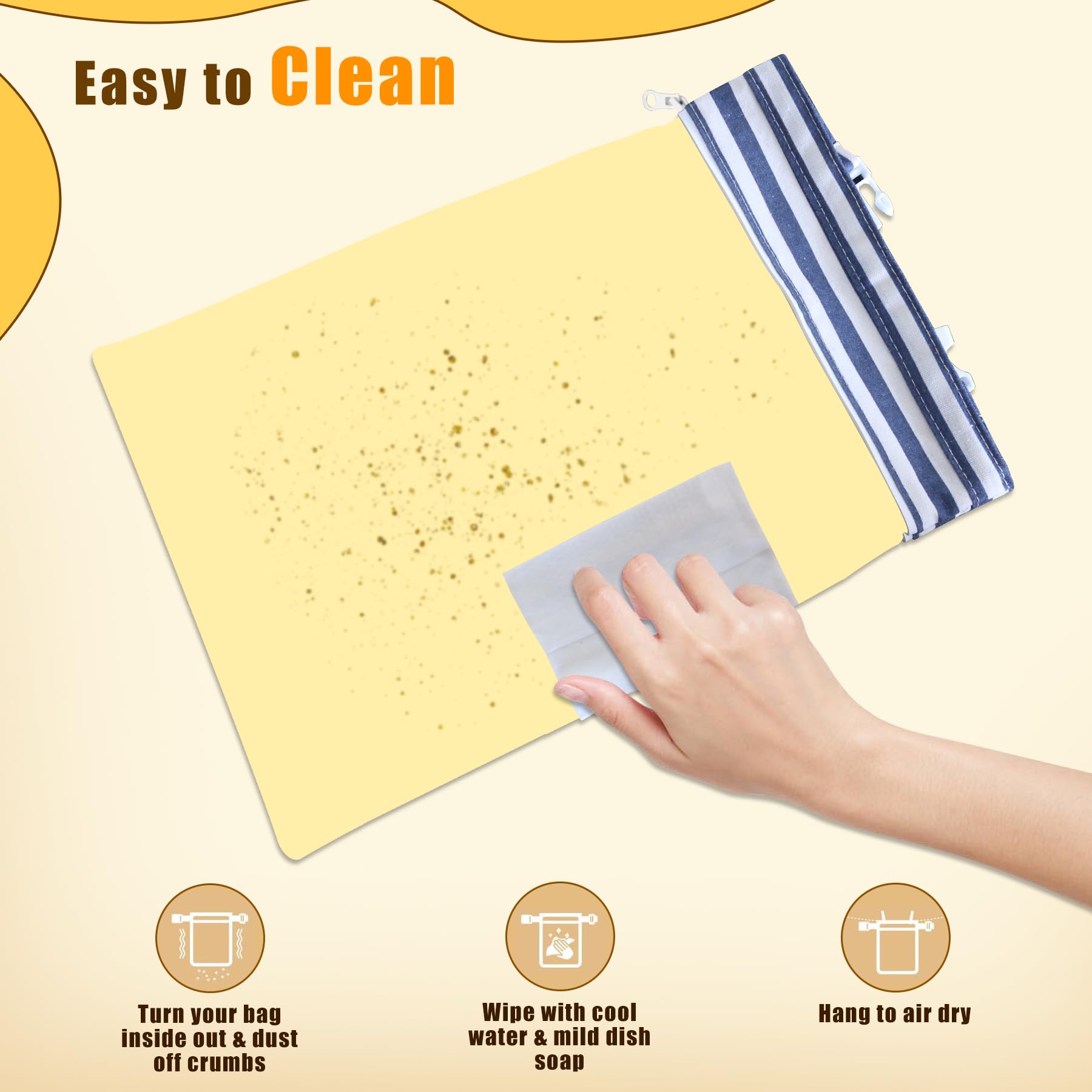 kanuoc easy-care bread bag wipes clean and dries quickly.