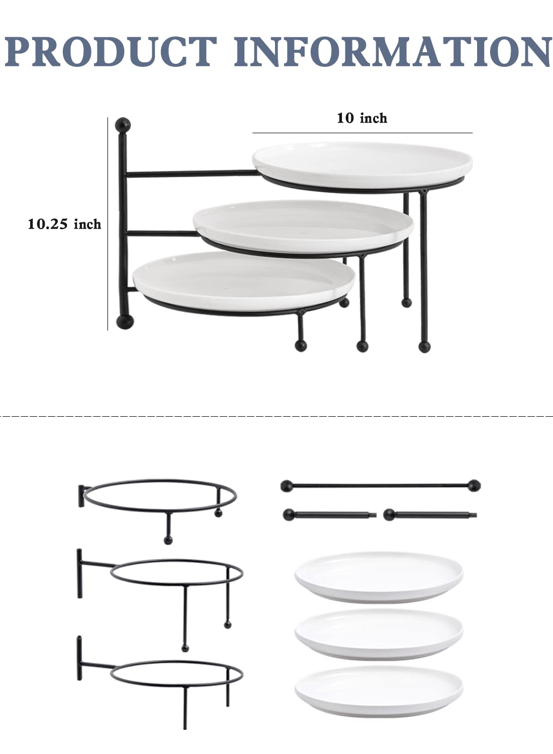 Kanwone ten-inch round porcelain trays for desserts and appetizers