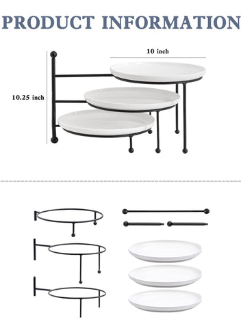 Kanwone ten-inch round porcelain trays for desserts and appetizers