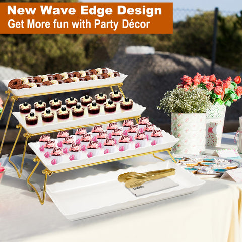 KAQAHIDO gold and white stand elevates desserts with elegant presentation