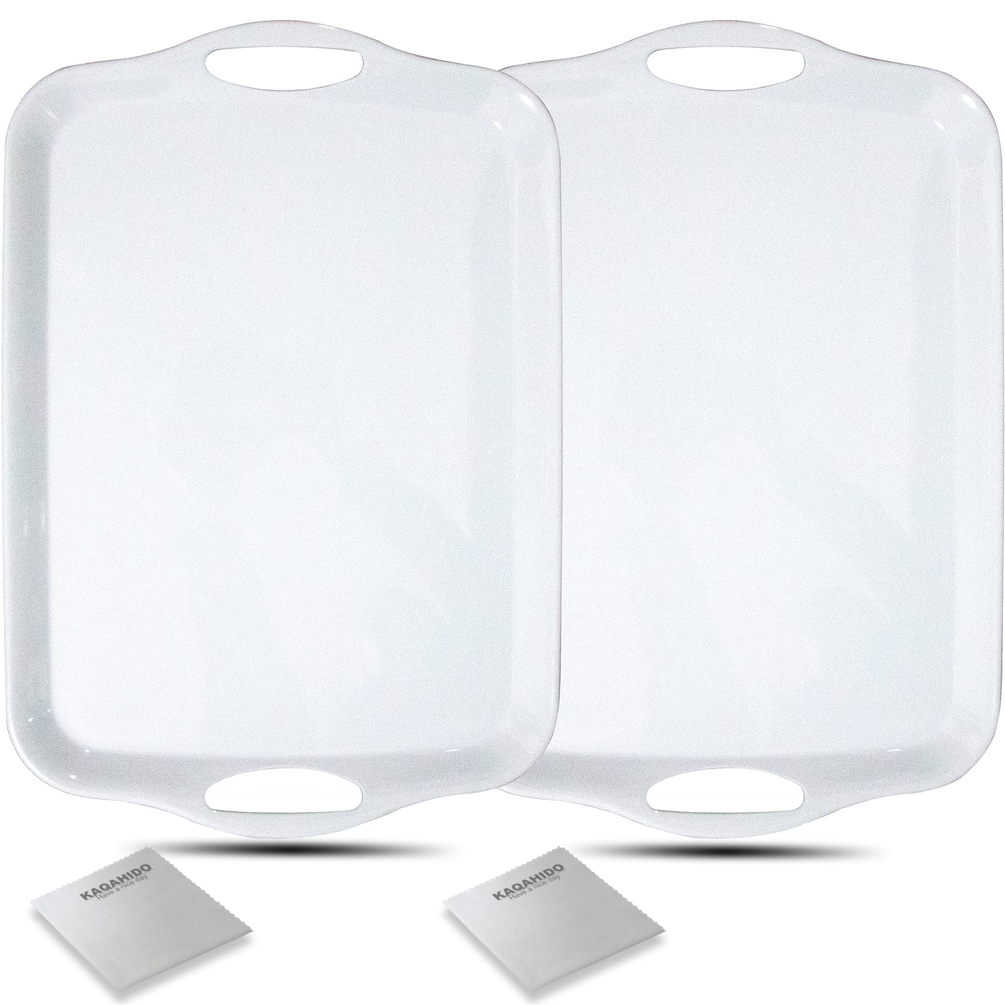 KAQAHIDO large melamine serving tray top view in white, perfect for appetizers.