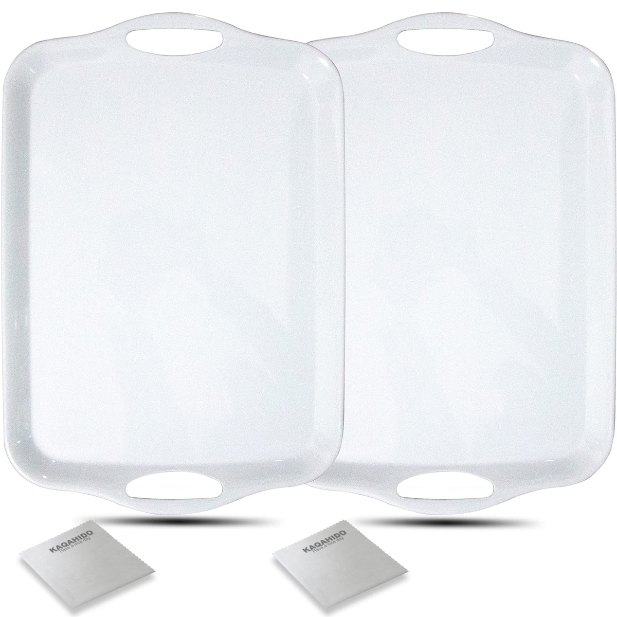 KAQAHIDO large melamine serving tray top view in white, perfect for appetizers.