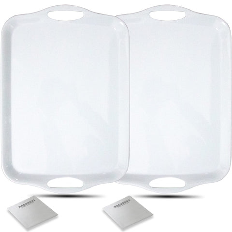 KAQAHIDO large melamine serving tray top view in white, perfect for appetizers.