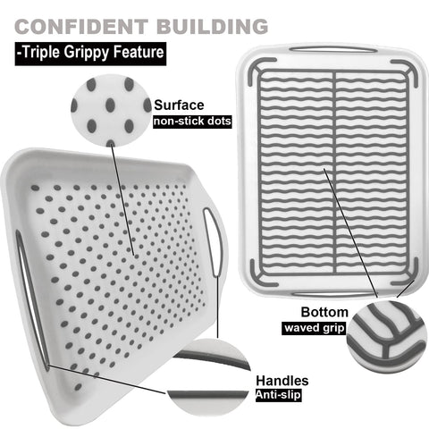 KAQAHIDO rectangular lap tray with surface dots helps prevent sliding during meals.