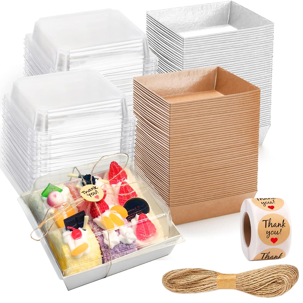 Karasmay brown box with clear lid, ideal for displaying sandwiches on the go.