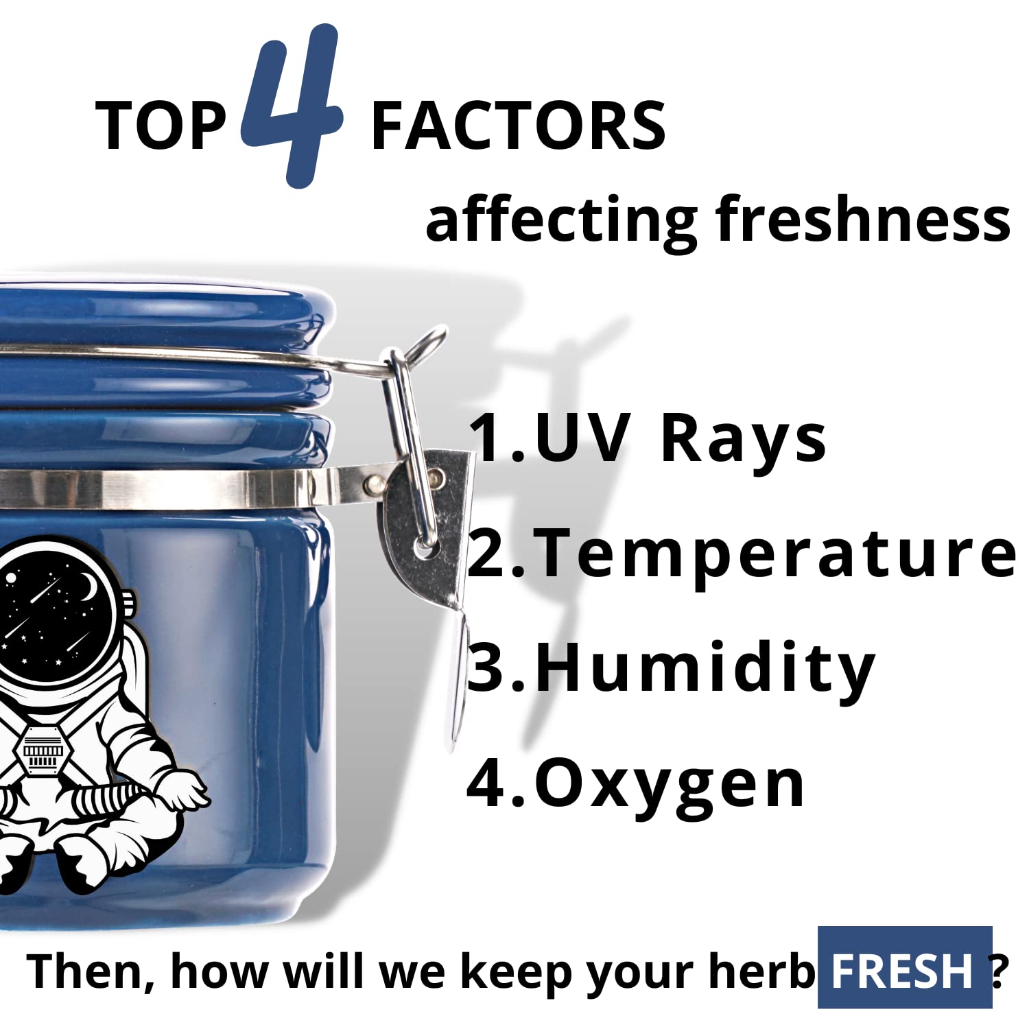 KARCOOL ceramic storage jar features a dedicated top humidity compartment.