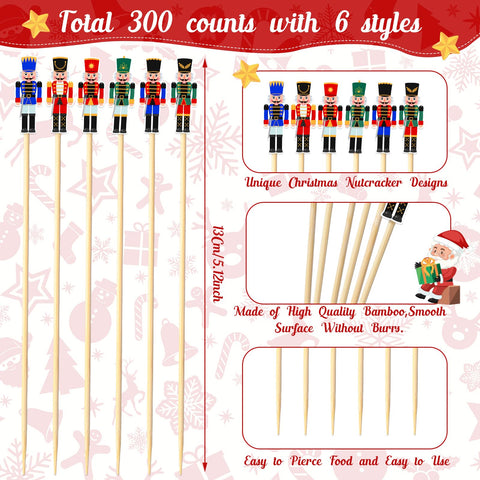 Karenhi bamboo nutcracker picks showcase sturdy construction for robust skewering.