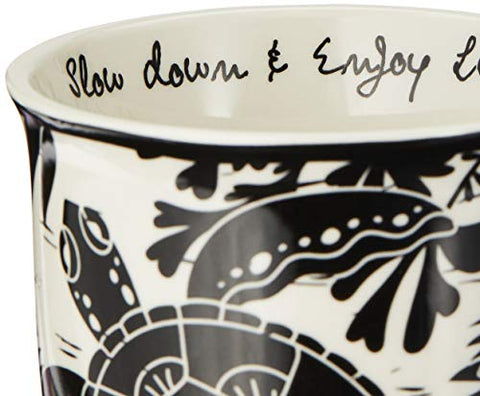 Karma Boho mug artwork pairs with coordinating kitchen textiles