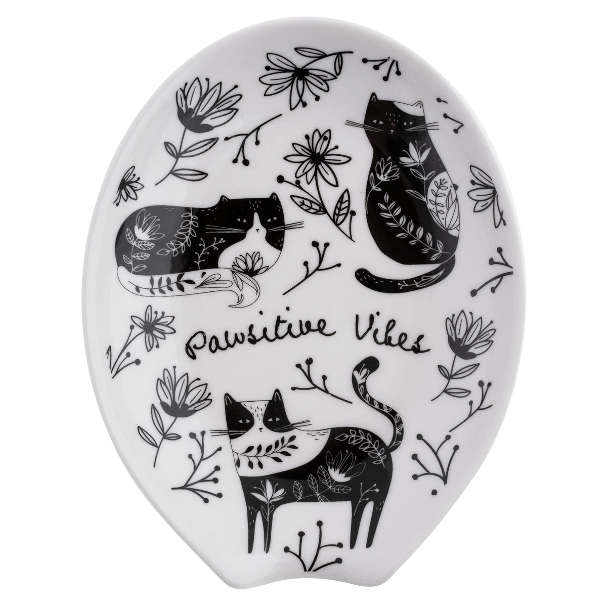 Karma Boho spoon rest with cat design keeps counters clean and stylish