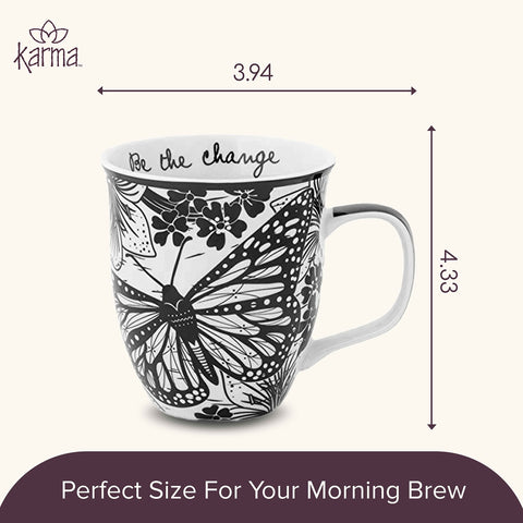 Karma Gifts boho mug sized at 16oz for generous beverages.