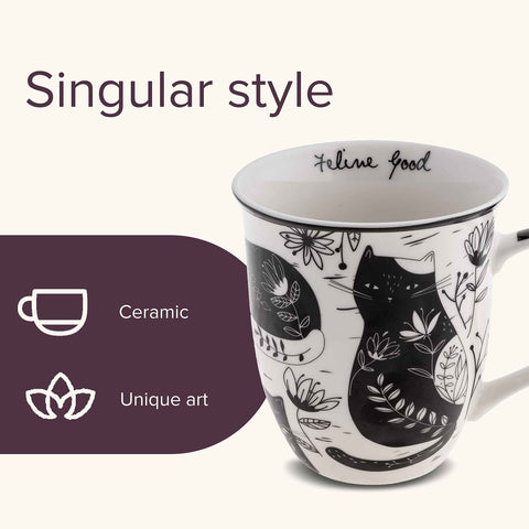 Karma Gifts boho mug cat close-up illustration for mood-boosting moments