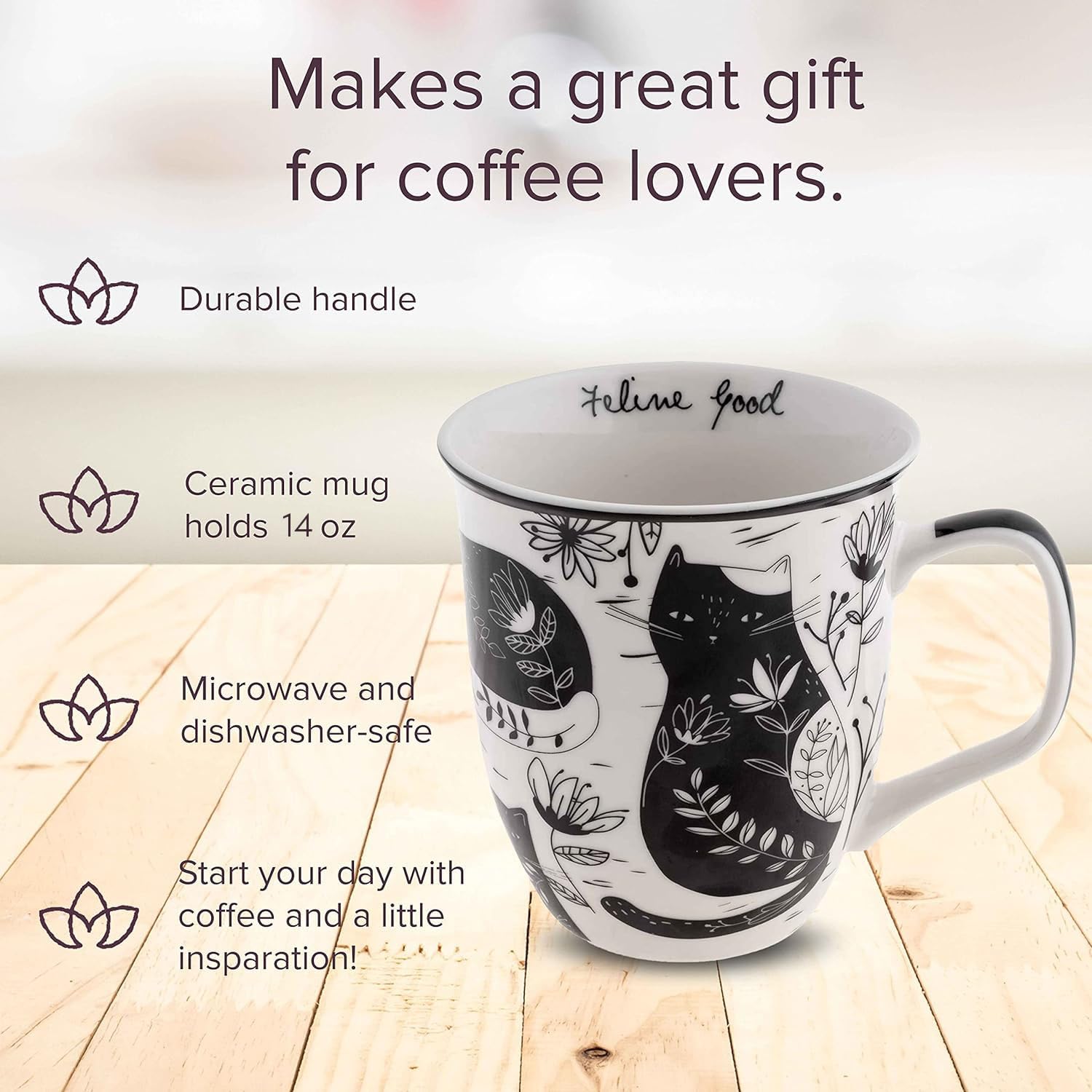 Karma Gifts boho mug cat side handle for easy grip