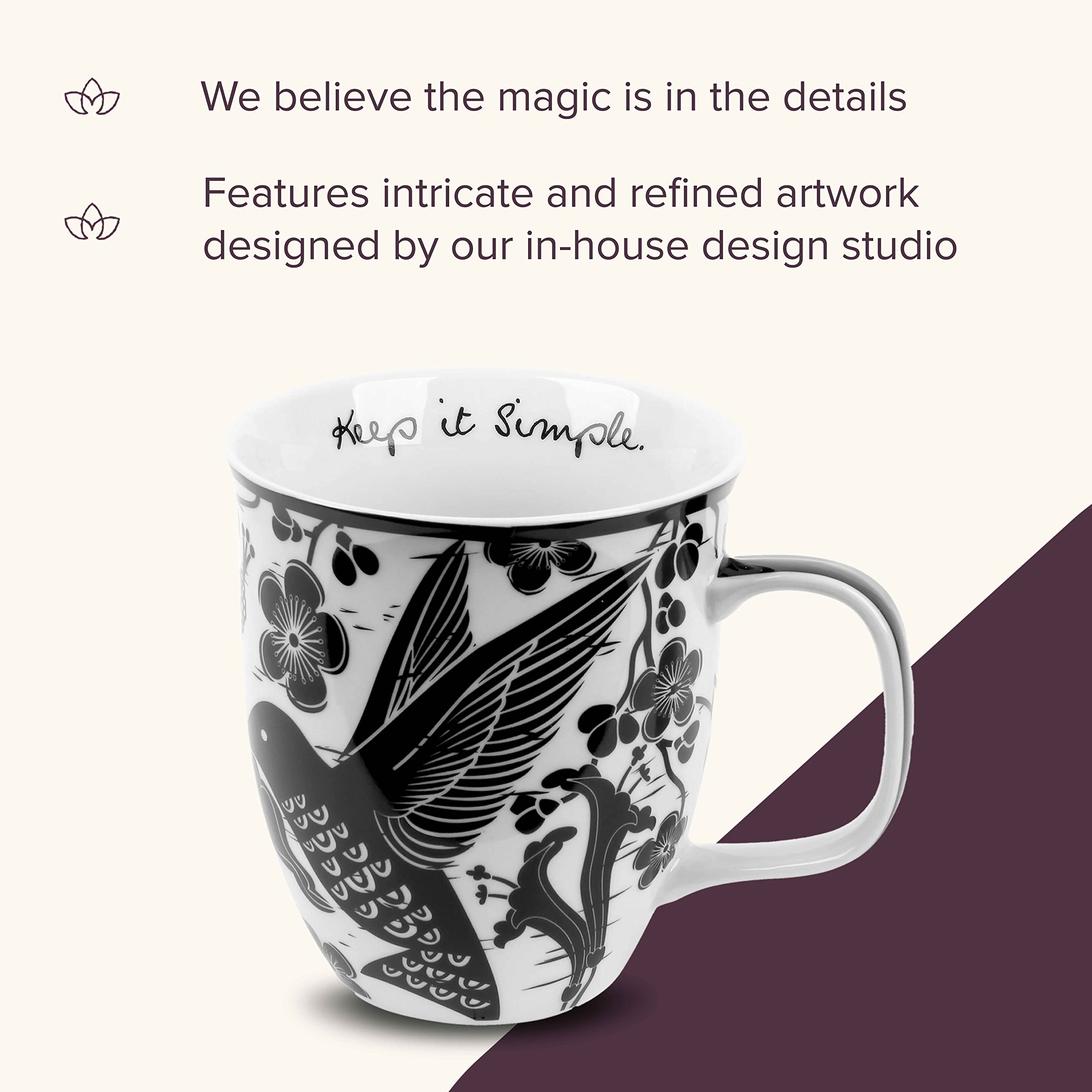 Karma Gifts durable handle boho mug, comfortable grip for hot beverages.