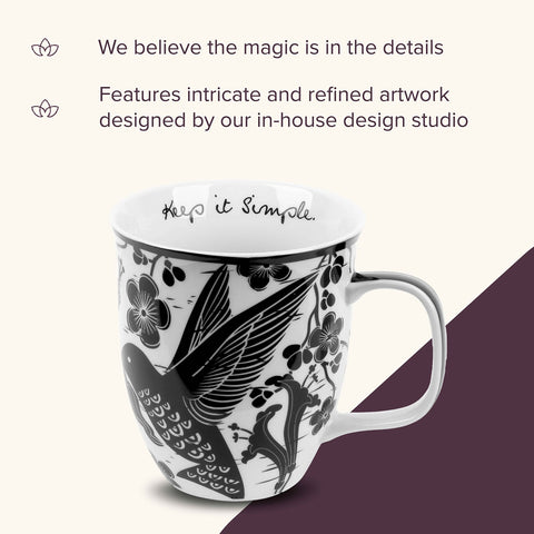 Karma Gifts durable handle boho mug, comfortable grip for hot beverages.