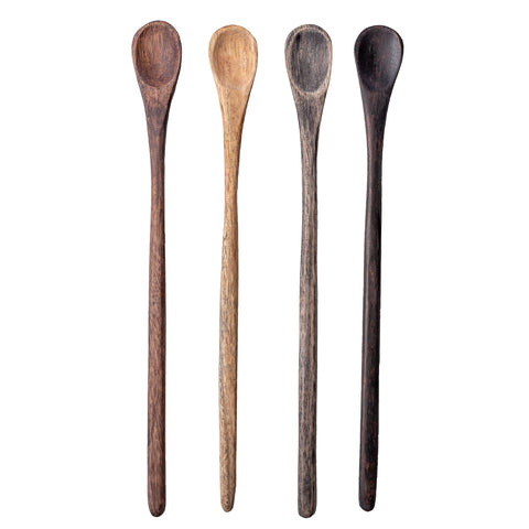 Karma long-handle tasting spoons in mango wood for safe stirring and tasting