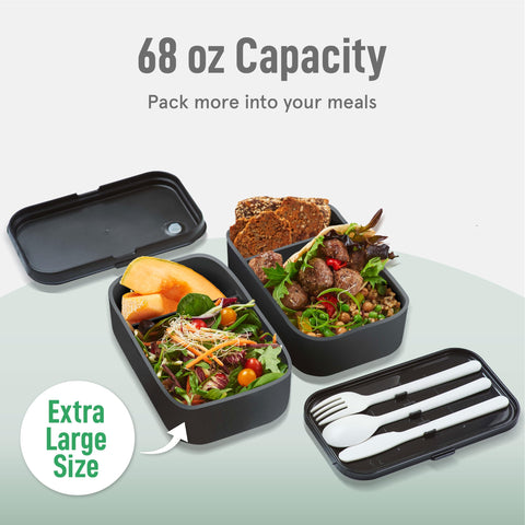 KARRICO 67oz black bento for ample meal portions at work.