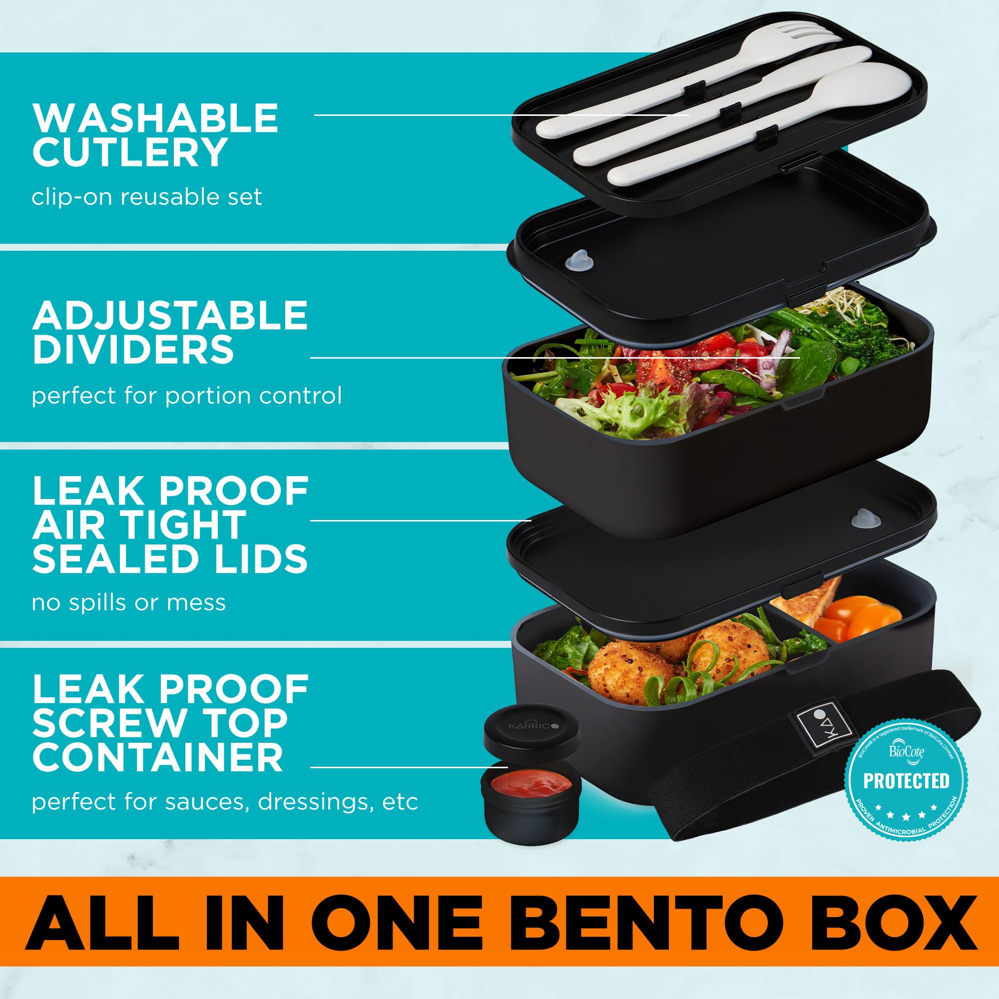 KARRICO bento dividers adjustable offer flexible portions for diverse meals.