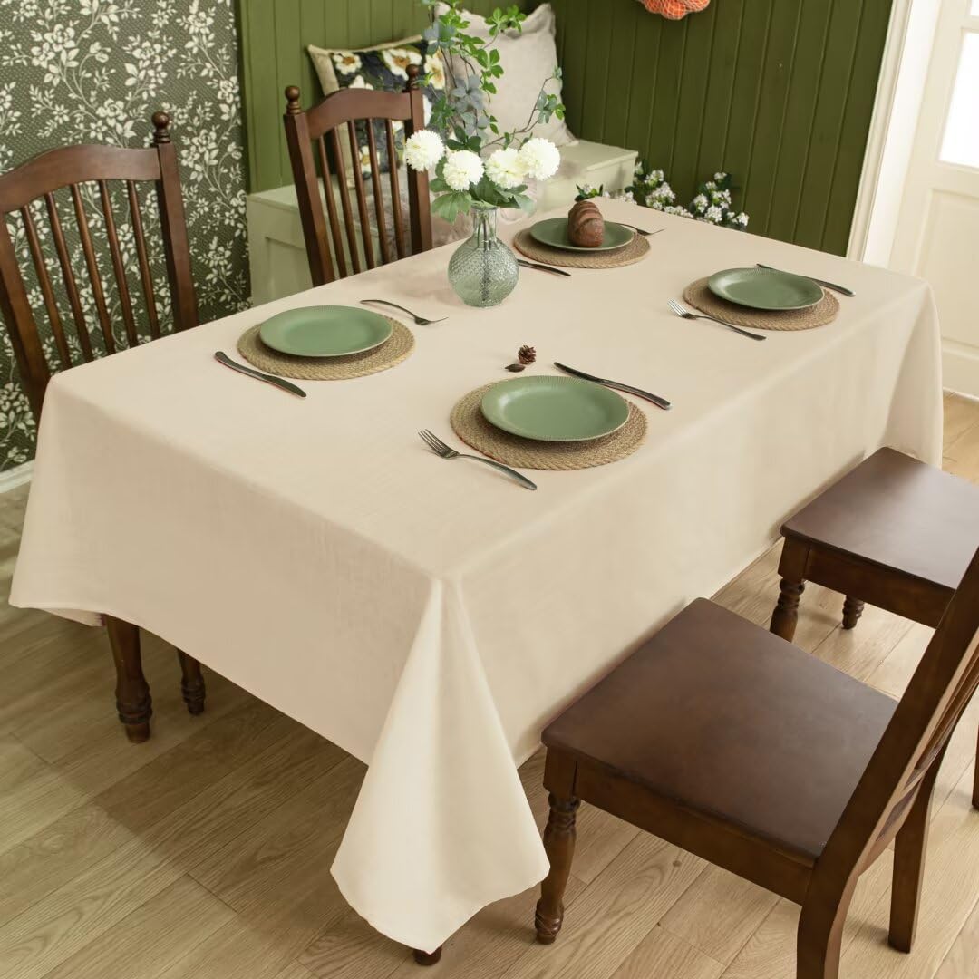 Karseteli slubby texture tablecloth in fall khaki for warm, inviting tables.