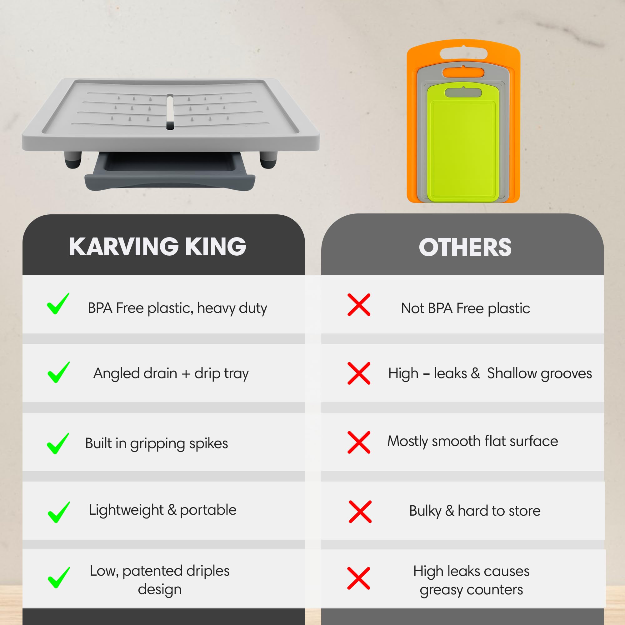 Karving King cutting board removable cutting surface for easy cleanup