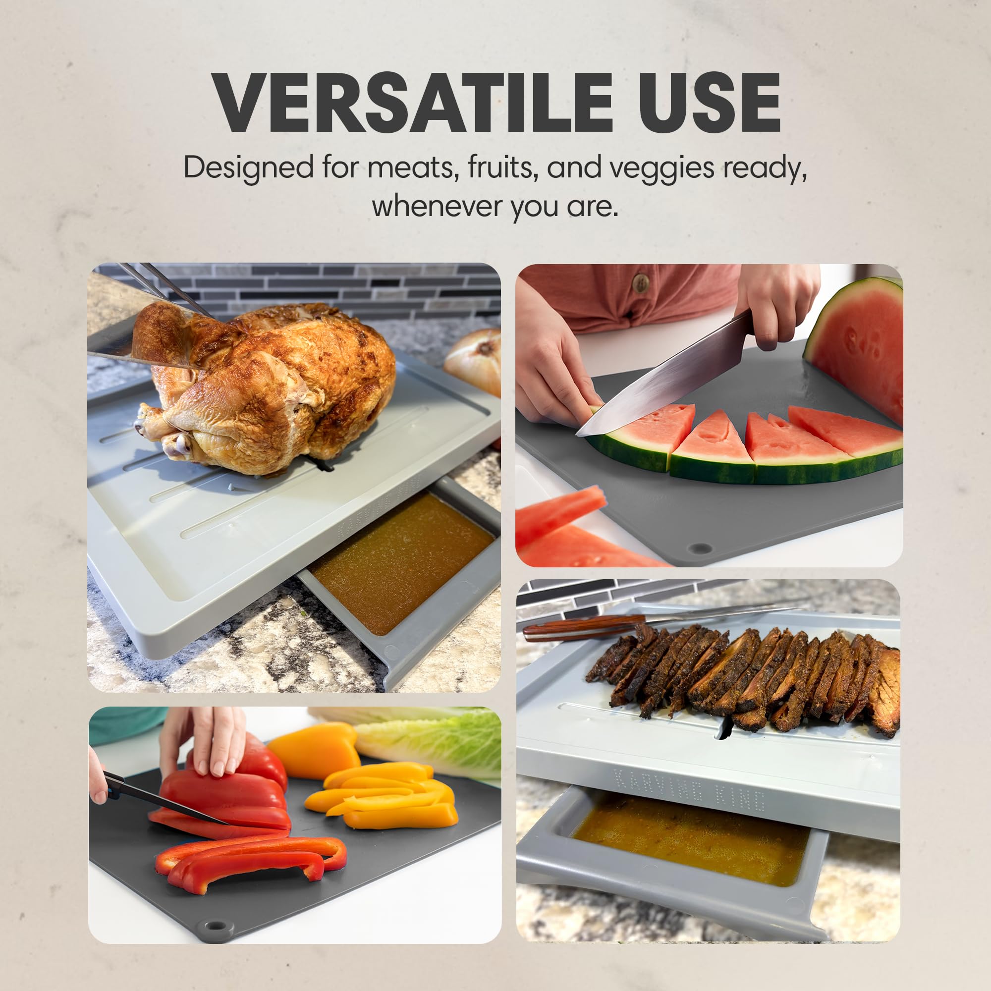 Karving King Plus easy-grip handles for safe transport and carving.