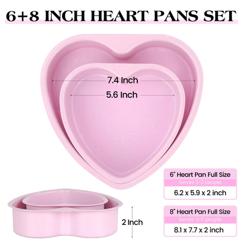 KASHME heart pans 8-inch front view, perfect for family-sized celebrations.