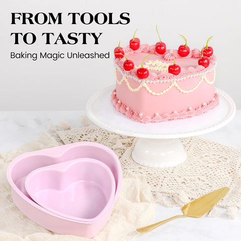 KASHME kitchen scene with heart pans, space-saving design for home bakers.
