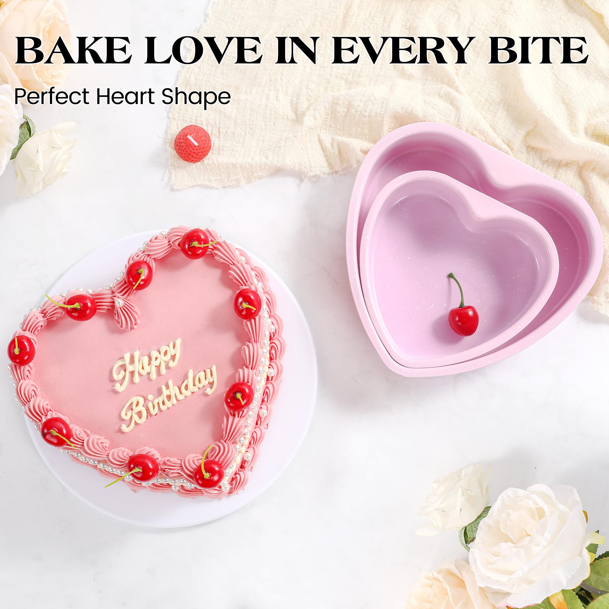 KASHME heart pans stainless steel finish, durable and oven-to-table ready.