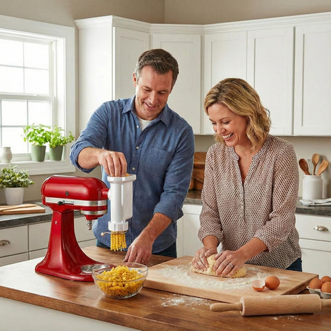 KassunKoch pasta attachment with bucatini mold for hearty soups