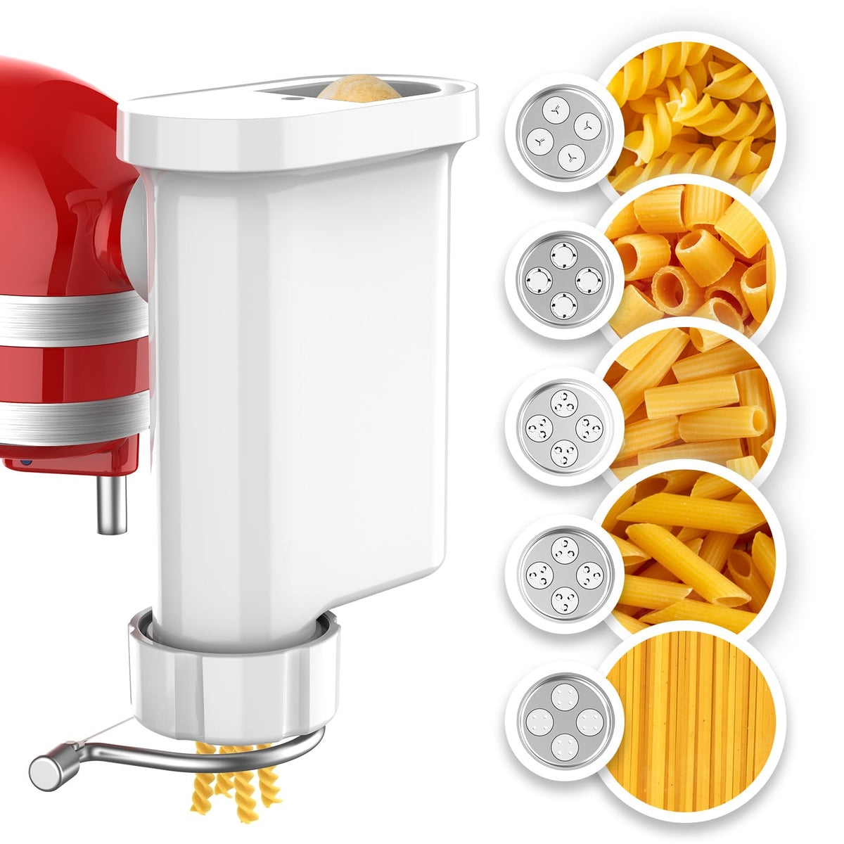 KassunKoch pasta attachment showing spaghetti shape for quick weeknight meals