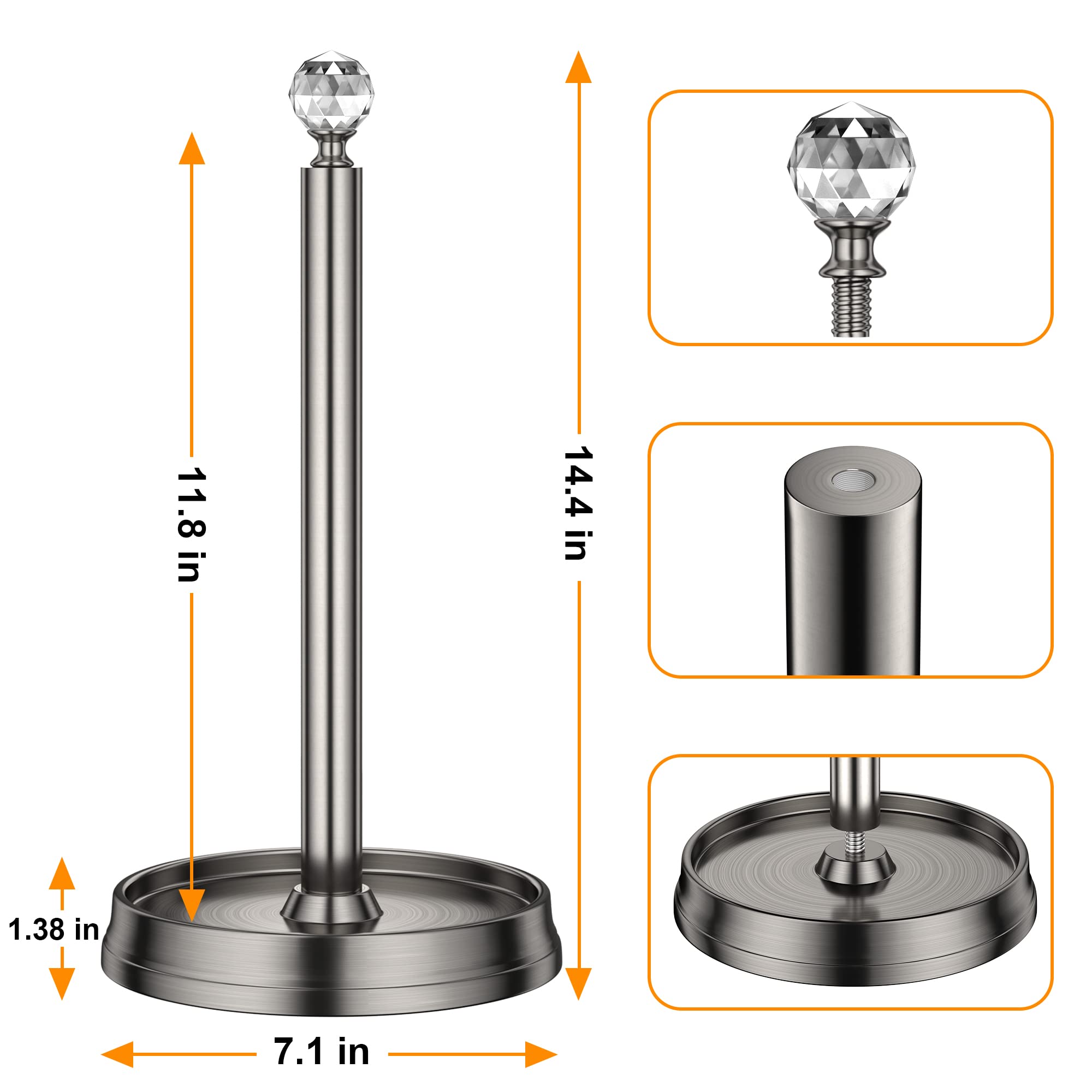 Kasunto brushed-nickel stand complements kitchens with durable, rust-resistant steel