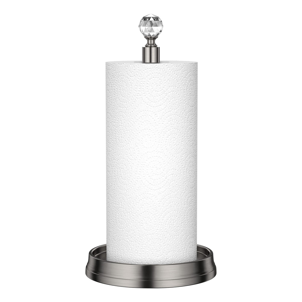 Kasunto paper towel holder with crystal ball on countertop adds elegant convenience