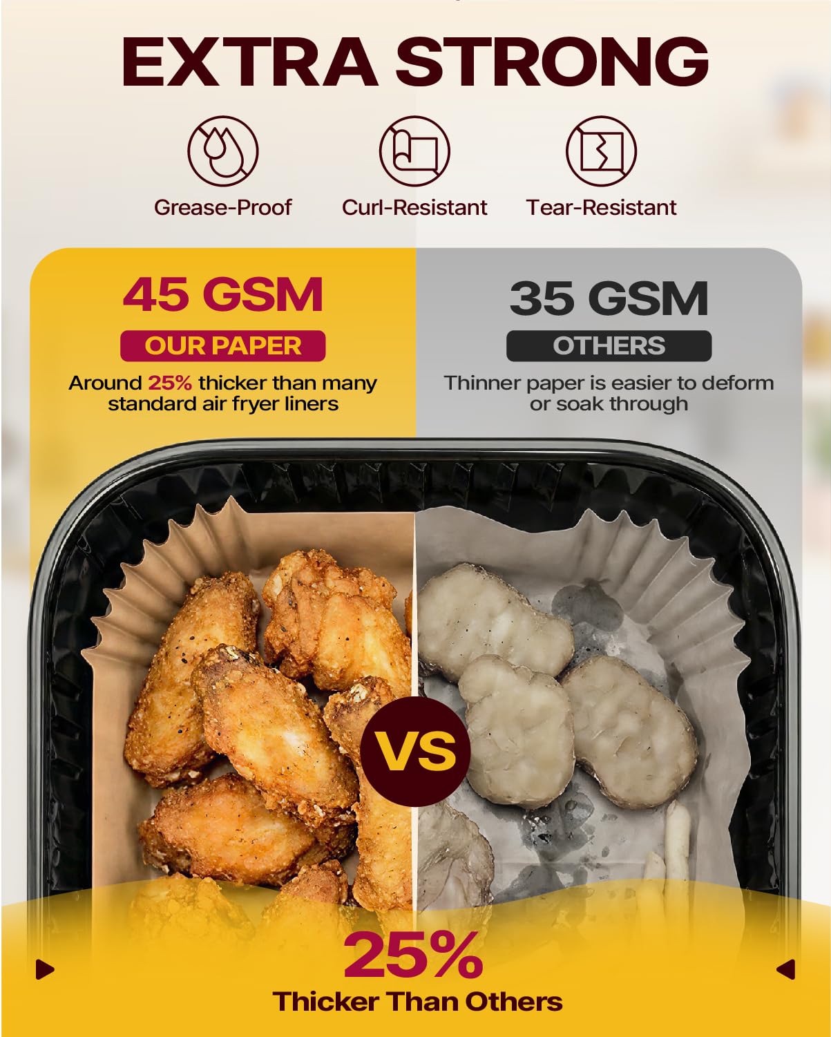 Katbite air fryer liners rectangles 130pcs for dual-basket use.