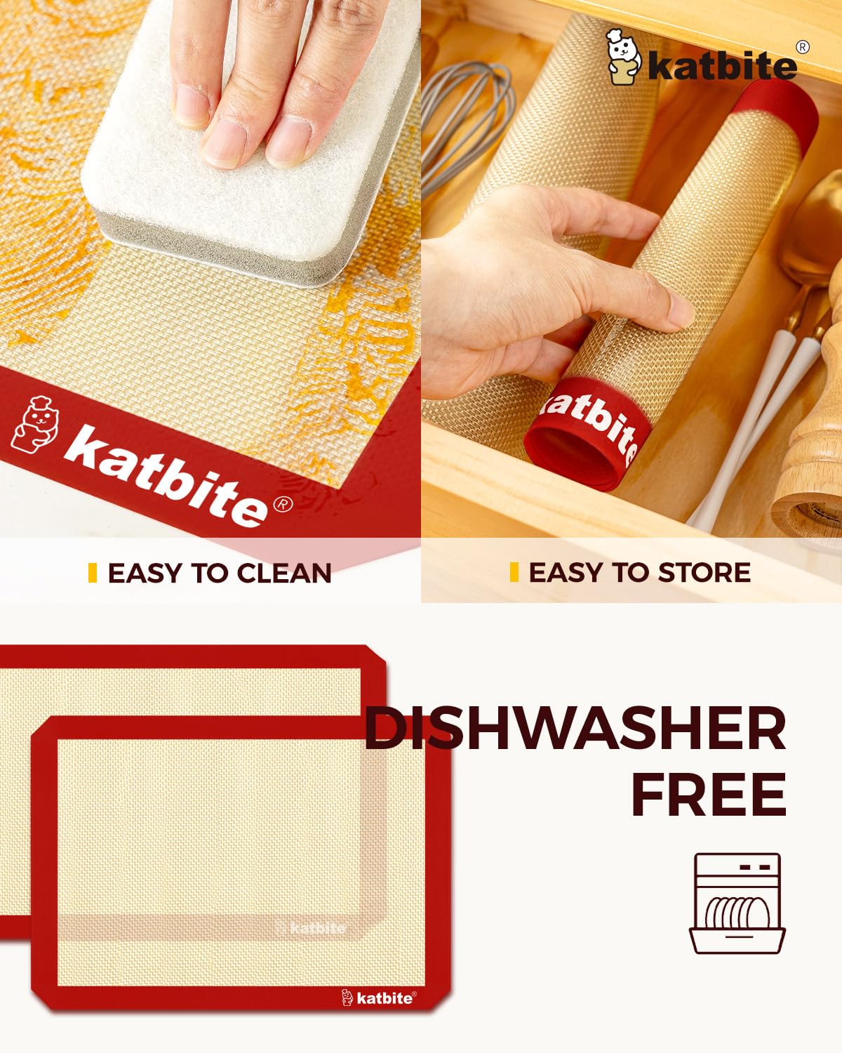 Katbite colorful collection packaging red image showing vibrant bakeware set.