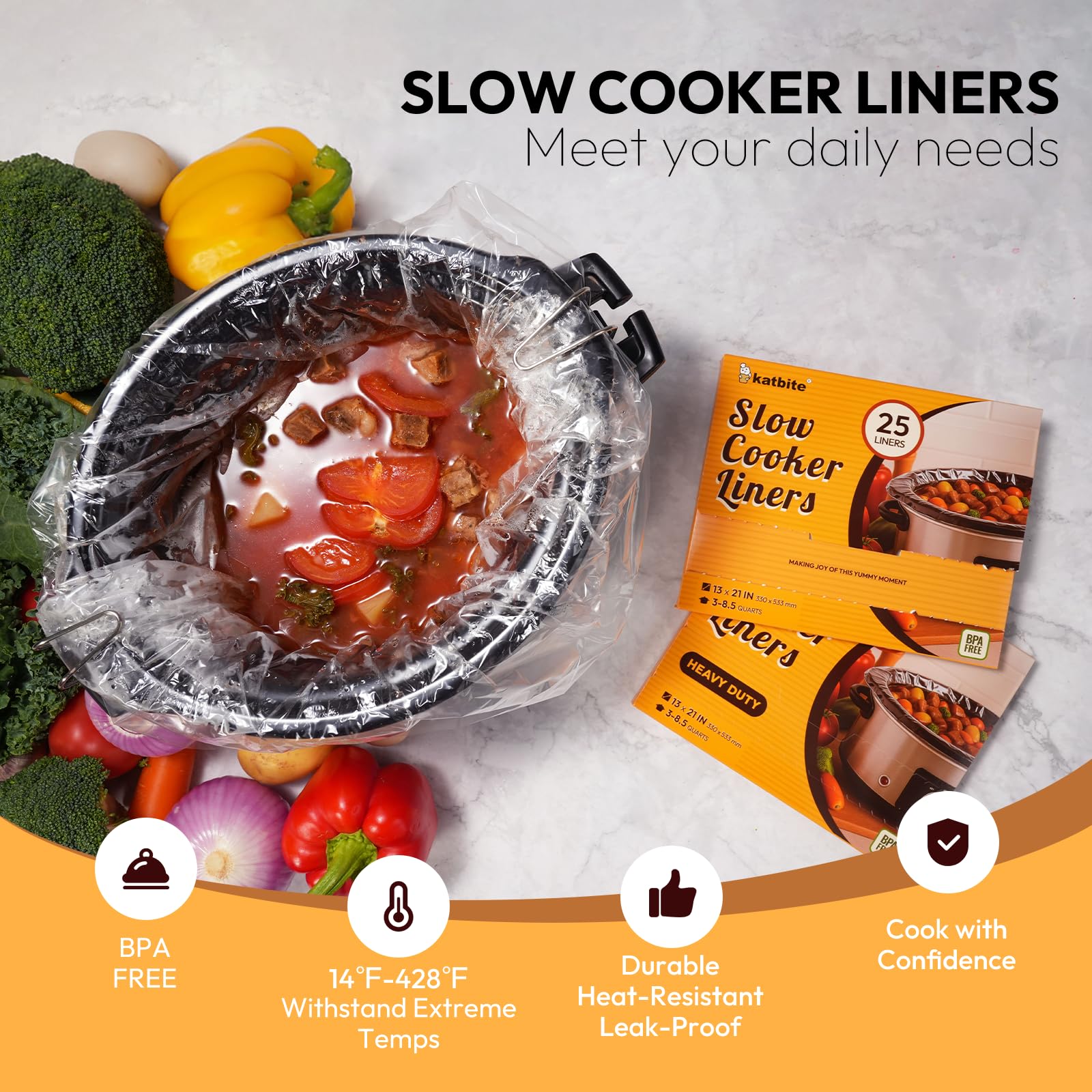 Katbite liner withstands high heat up to 428°F with no flavor transfer.