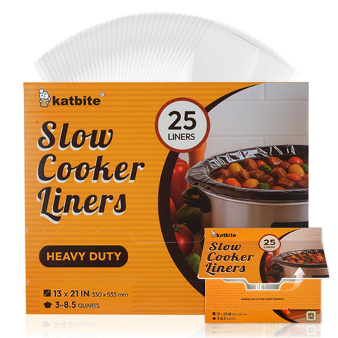 Katbite crock pot liner with pop-up dispensing for quick, mess-free lining.
