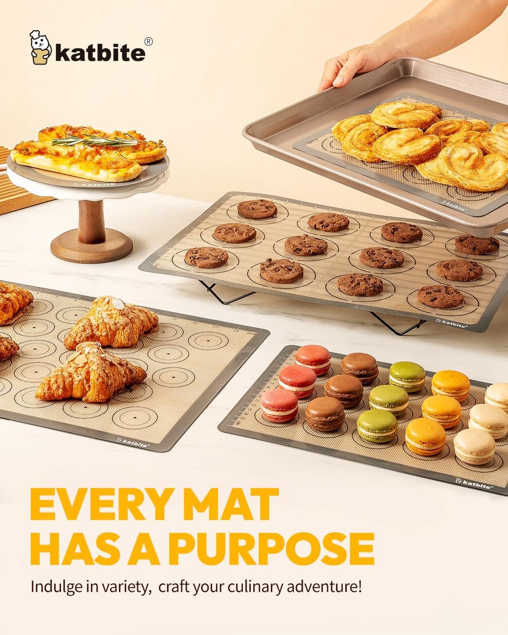 Katbite mats handle -40 to 500 F for oven and microwave versatility.