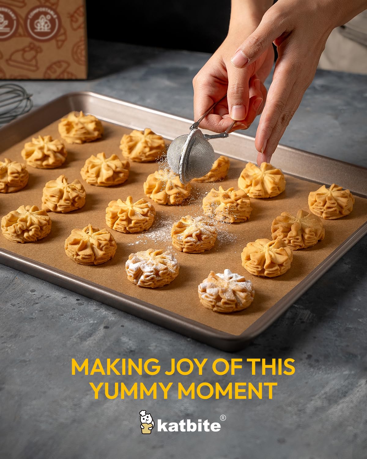 Katbite easy-clean parchment paper makes cleanup quick and simple.