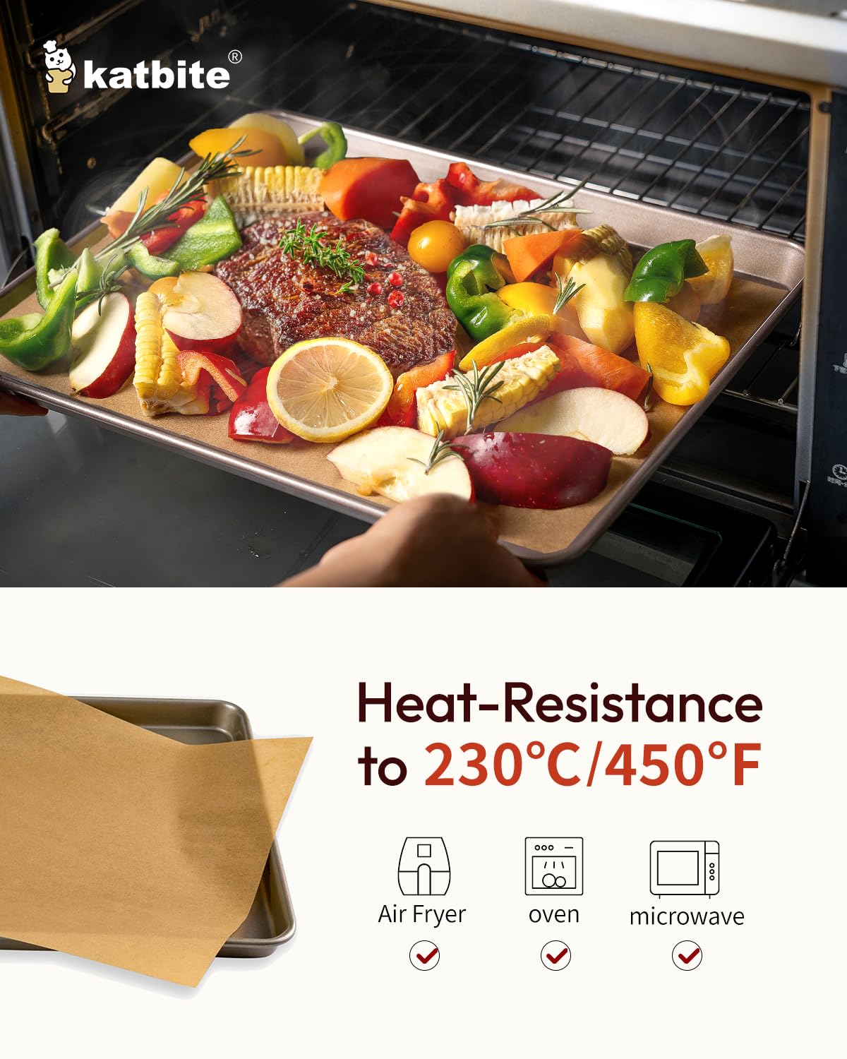Katbite silicone-coated parchment paper with food-grade coating for safe baking.