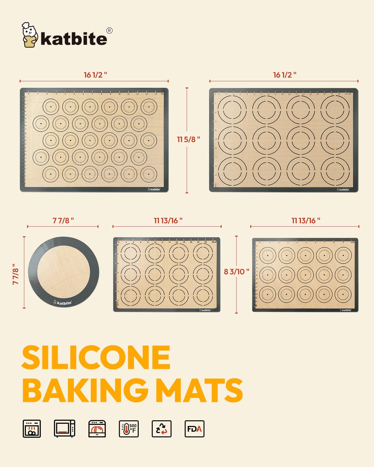 Katbite half-sheet silicone mat ensures even heat for consistent browning.