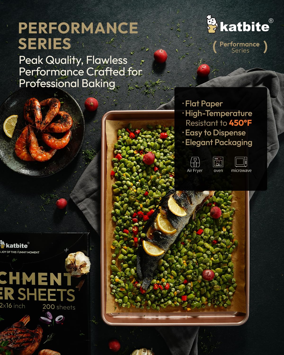 Katbite oven-safe sheets handle temperatures from -68F to 425F for versatile cooking.