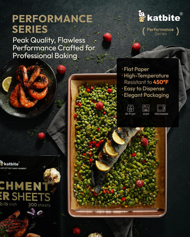 Katbite oven-safe sheets handle temperatures from -68F to 425F for versatile cooking.