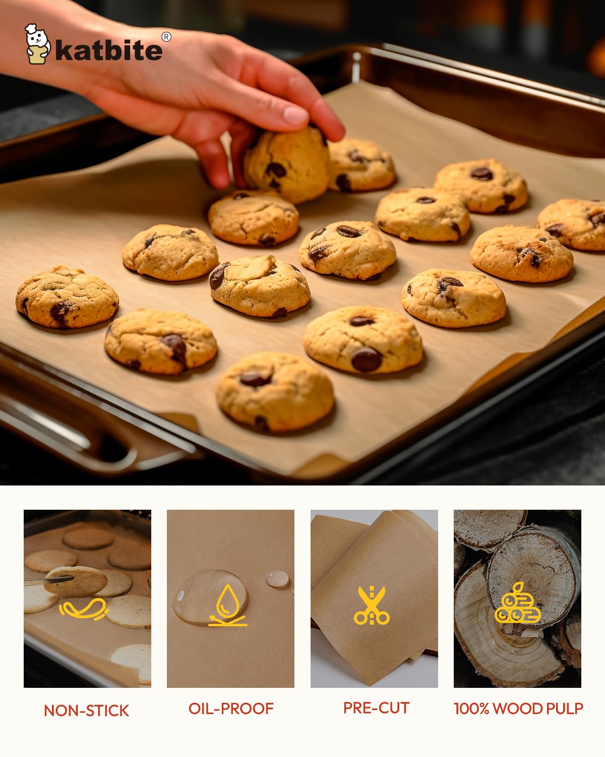 Katbite parchment paper is oven and microwave safe for versatile cooking.