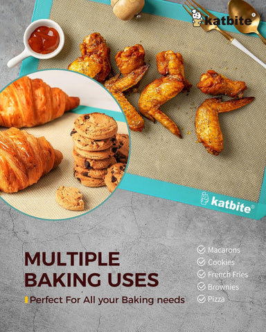 Katbite 0.7 mm thick half-sheet mat stays flat for steady baking results.
