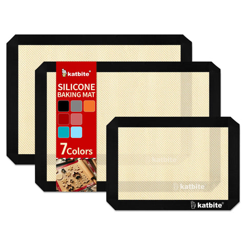 Katbite silicone baking mat colorful set of three for versatile baking.
