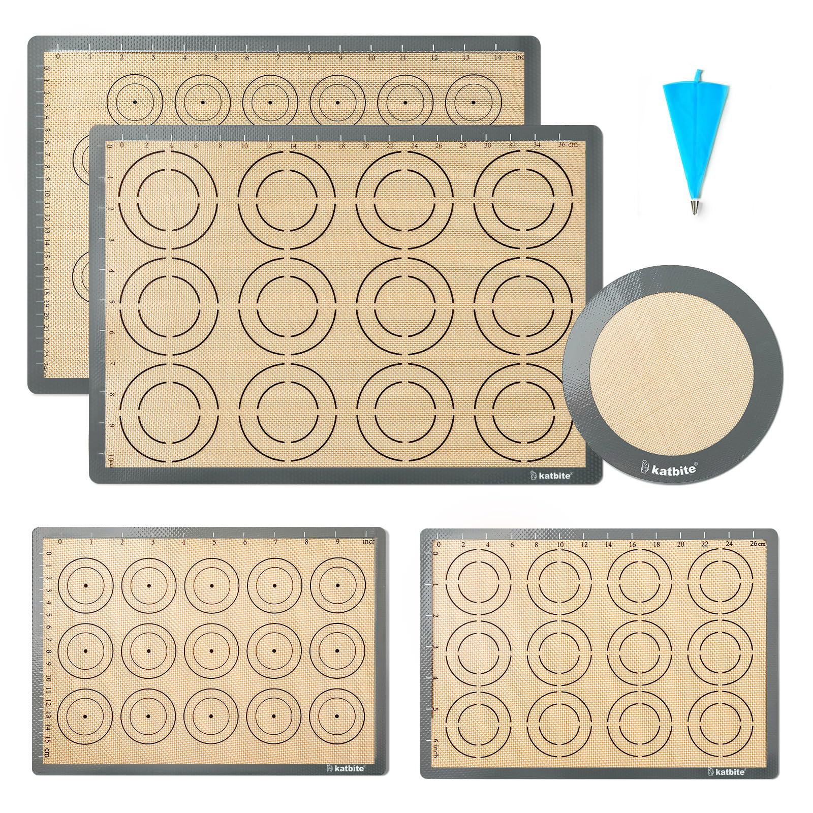 Katbite silicone baking mat set for versatile baking from cookies to pizzas.