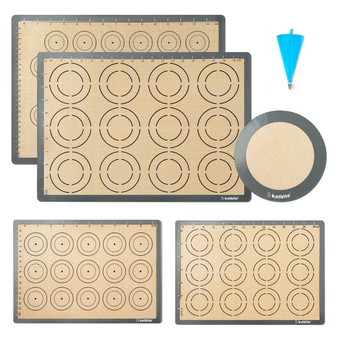 Katbite silicone baking mat set for versatile baking from cookies to pizzas.